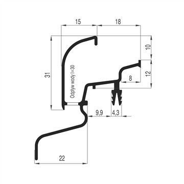 Водоотводный профиль LPOS33/22W  Effector алюмин EFFECTOR S.A. LPOS33/22W ALU | Профили и уплотнители