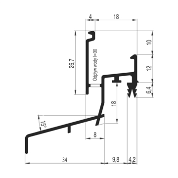 Водоотводный профиль LPO22/34W  Effector алюмин 7м EFFECTOR S.A. LPO22/34W ALU | Профили и уплотнители