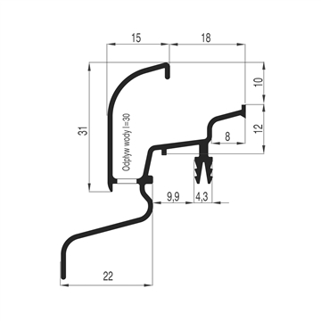 Водоотводный проф LPOS33/22W Effector анодиров 7м EFFECTOR S.A. LPOS33/22WBRANZ | Профили и уплотнители