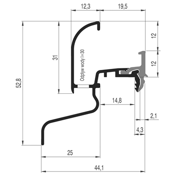 Водоотводный профиль Effector анодированный по 6м EFFECTOR S.A. LPTOS31/25WSREBRO | Профили и уплотнители