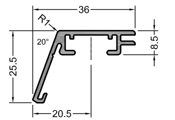 Профиль CF36.25 BLANK на створку алюм Cora GUTMANN CF36.25 RAL | Профили и уплотнители